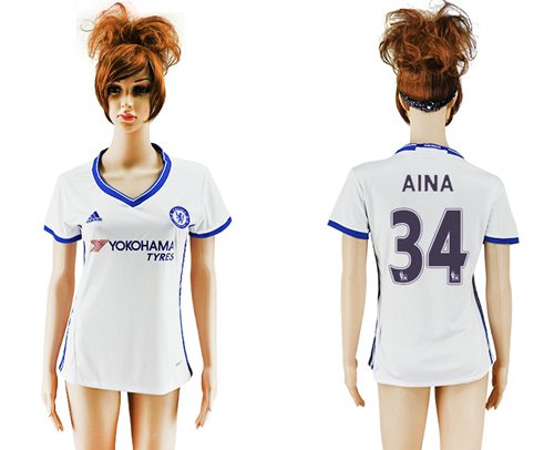 Women's Chelsea #34 Aina Sec Away Soccer Club Jersey - Click Image to Close